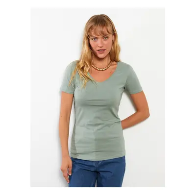 LC Waikiki V-Neck Plain Short Sleeve Cotton Women's T-Shirt