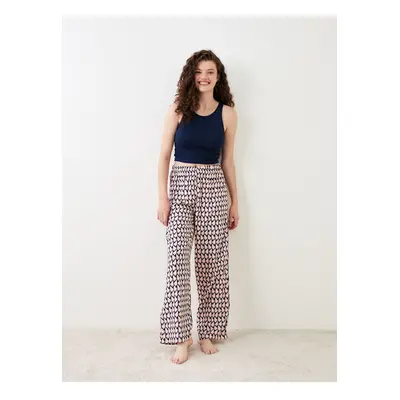 LC Waikiki Women's Viscose Pajamas Bottom with an Elastic Waist, Patterned Pattern.