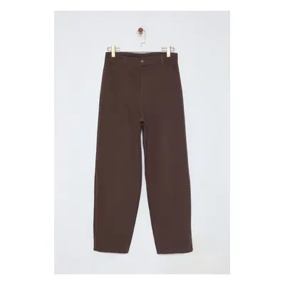 Trendyol Limited Edition Khaki Unisex Balloon Fit Woven Gabardine Cotton Trousers