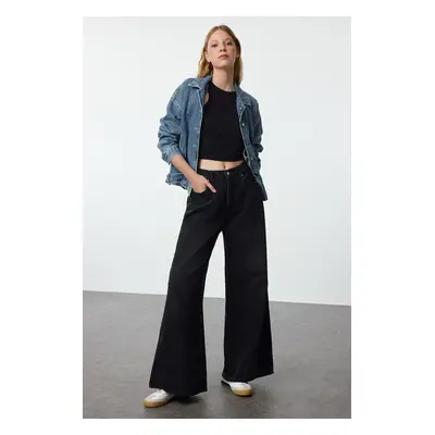 Trendyol Black Elastic Waist High Waist Extra Wide Leg Palazzo Jeans