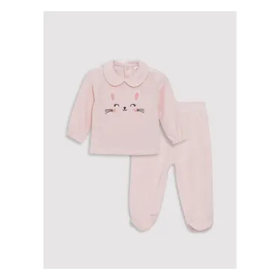 LC Waikiki Baby Girl Collar Long Sleeved Embroidery Detail, Sweatshirt and Pants 2-Set