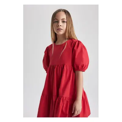 DEFACTO Girl&#39;s Short Sleeve Red Dress