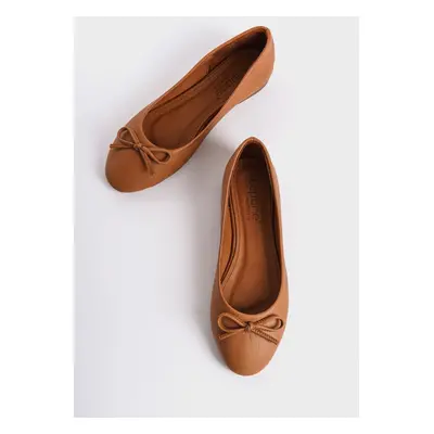 Capone Outfitters Women's Genuine Leather Bow Round Toe Flats