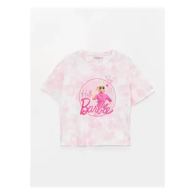 LC Waikiki Crew Neck Barbie Printed Tie-Dye Patterned Short Sleeve Girl's T-Shirt