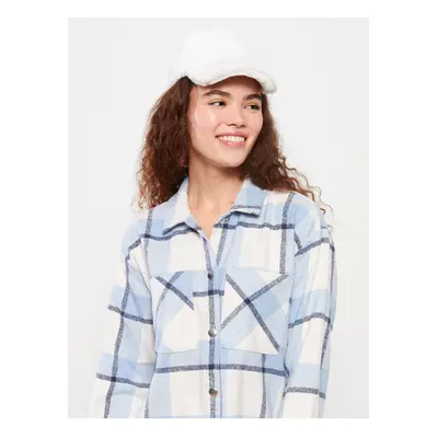 LC Waikiki Women's Plaid Long Sleeve Oversize Gabardine Lumberjack Shirt Jacket