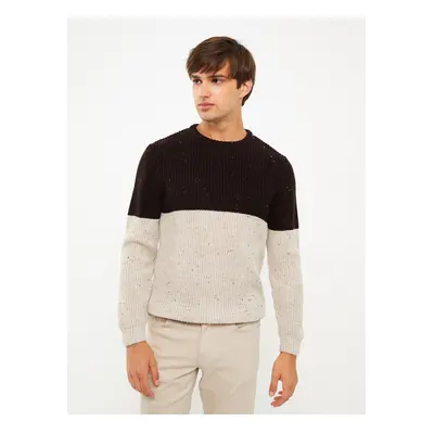 LC Waikiki Crew Neck Long Sleeve Color Block Men's Knitwear Sweater