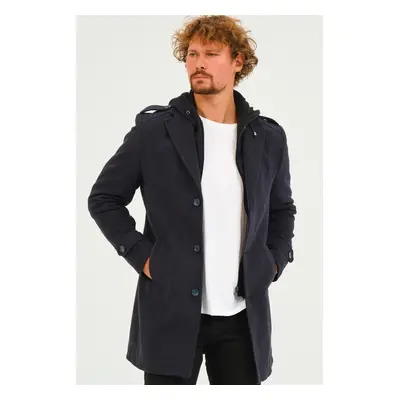 PLT8401 DEWBERRY MEN'S COAT-DIAGONAL NAVY BLUE