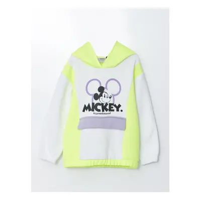 LC Waikiki Girls Hooded Mickey Mouse Printed Long Sleeve Sweatshirt