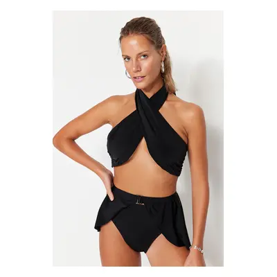 Trendyol Black Bralet Zavázaný horní díl bikin