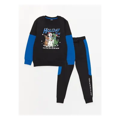 LC Waikiki Boys' Crew Neck Christmas Theme Long Sleeve Sweatshirt and Sweatpants