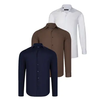 TRIPLE SET G726 DEWBERRY SHIRT-NAVY BLUE-WHITE-COFFEE