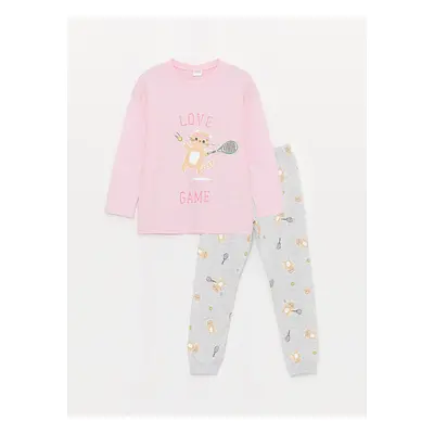 LC Waikiki Lcw Crew Neck Printed Long Sleeve Girls Pajama Set