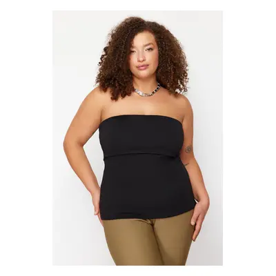 Trendyol Curve Black Crepe Knit Plus Size Blouse