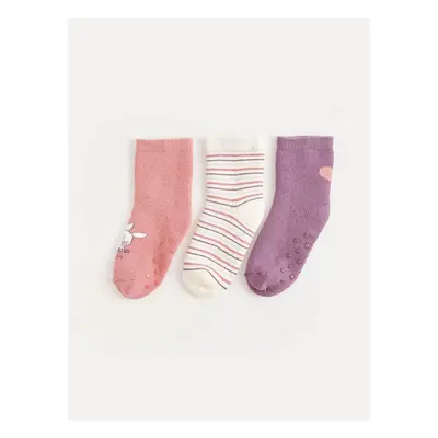 LC Waikiki 3-Pack LCW baby Printed Baby Girl Socks