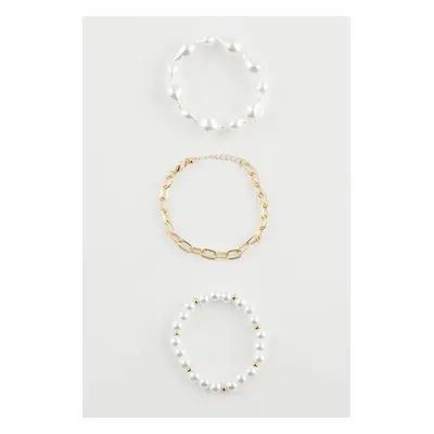 DEFACTO Women's 3-Piece Pearl Bracelet