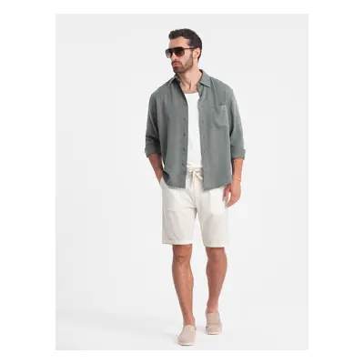 Ombre Men's short shorts with linen - cream