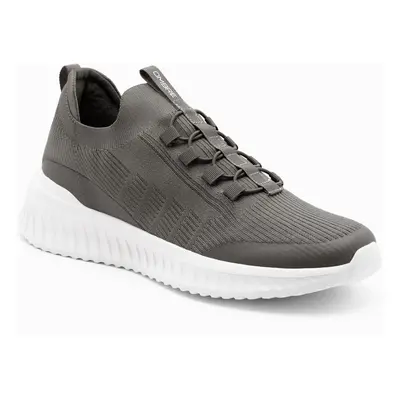 Ombre Męskie buty sneakersy wsuwane wykonane z lekkich materiałów - khaki