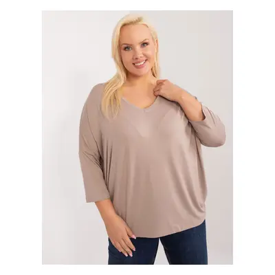 Tmavě béžová plus size viskózová halenka