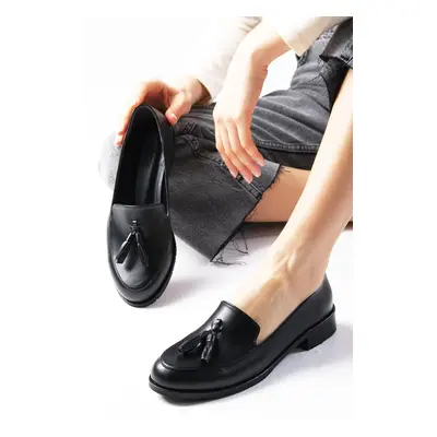 Mio Gusto Iris Black Women's Oxford Casual Flat Shoes