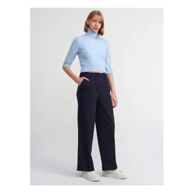 Dilvin Dad Fit Classic Trousers-Navy Blue