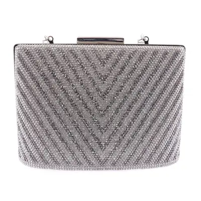 DGN 343-23y Women's Evening Dress Clutch Bag Silver with Triangle Stone