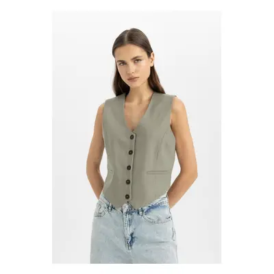 DEFACTO V-Neck Blazer Vest