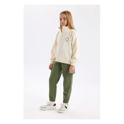 DEFACTO Girls Cargo Pocket Elastic Waist Leg Jogger Sweatpants