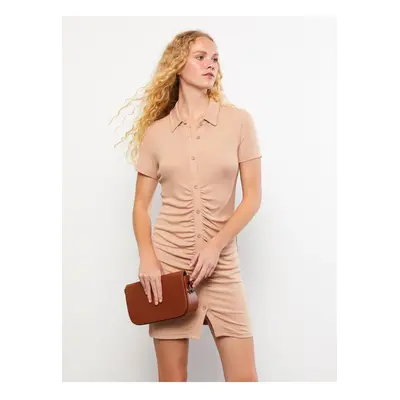 LC Waikiki Polo Neck Plain Short Sleeve Women's Bodycon Dress