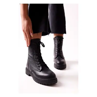 Shoeberry Women's Glam Black Genuine Leather Boots Boots From Black Genuine Leather.