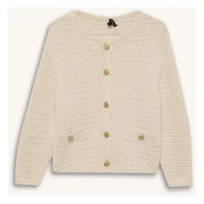 DEFACTO Regular Fit Crew Neck Textured Buttoned Knitwear Cardigan