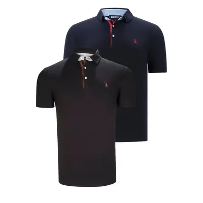 DUAL SET T8582 DEWBERRY MENS T-SHIRT-BLACK-NAVY BLUE