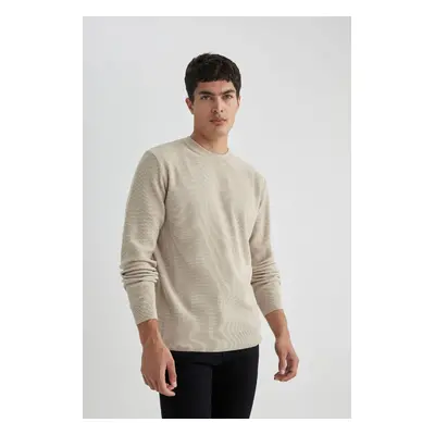 DEFACTO Standard Fit Regular Cut Crew Neck Mouline Patterned Knitwear Sweater