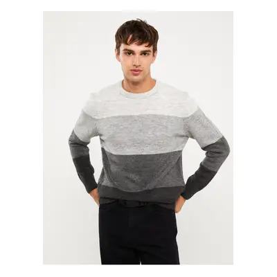 LC Waikiki Crew Neck Long Sleeve Color Block Men's Knitwear Sweater