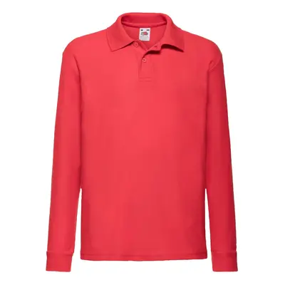 Red Long Sleeve Polo Shirt Fruit of the Loom