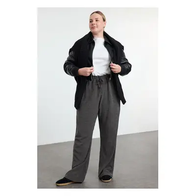 Trendyol Curve Grey Knitted Plus Size Trousers