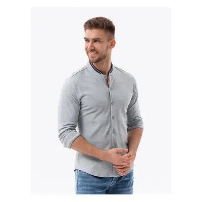 Ombre Men's SLIM FIT shirt in decorative fabric - blue