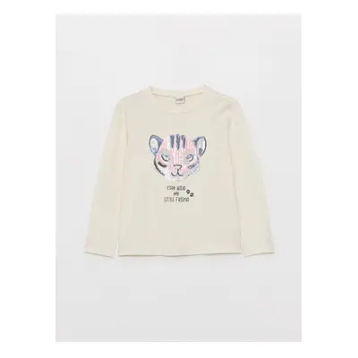 LC Waikiki Crew Neck Printed Long Sleeve Girls' T-Shirt