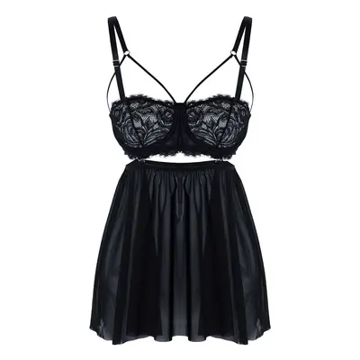 Trendyol Black Lace Skirt Detachable Rope Strap Knitted Babydoll