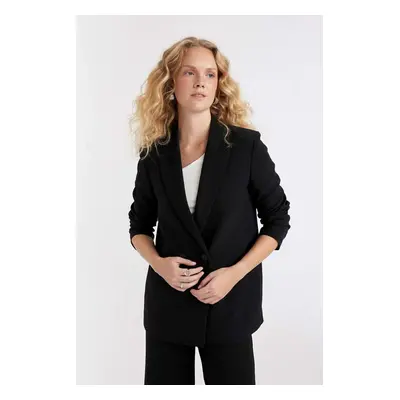 DEFACTO Oversize Wide Cut Basic Plain Buttoned Blazer Jacket