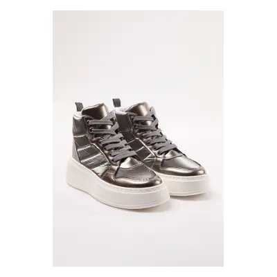 Trendyol Silver Metallic Chunky Sole Women's Sneakers