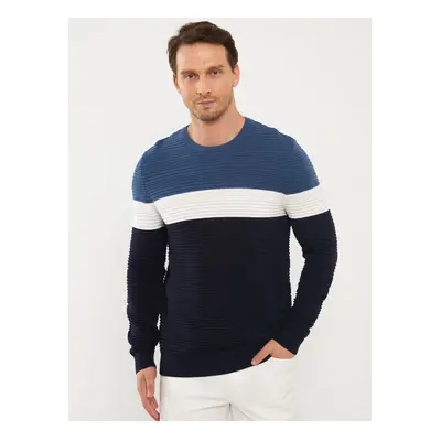 LC Waikiki Crew Neck Long Sleeve Color Block Men's Knitwear Sweater