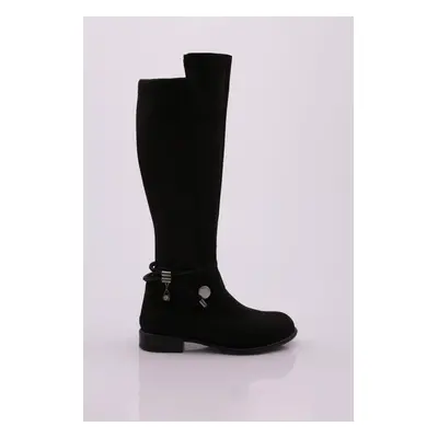 DGN 505-22k Women's Back Stretchy In other words, Zipper Knee High Flats Boots.