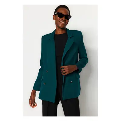 Trendyol Emerald Green Regularly Lined Woven Blazer Jacket with Button Detail