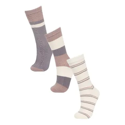 DEFACTO Women's 3-Piece Cotton Long Socks