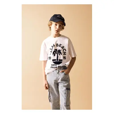 DEFACTO Boys Oversize Fit Crew Neck Printed Short Sleeve T-Shirt