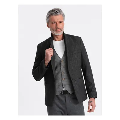 Ombre Stylish men's jacquard jacket with delicate stripes - graphite