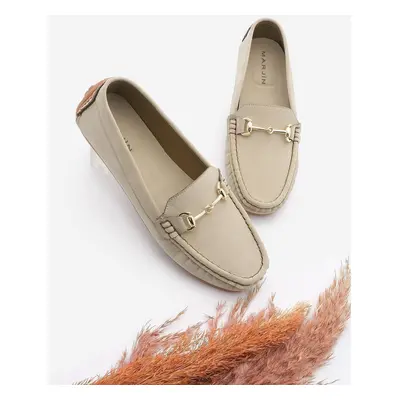 Marjin Women's Comfort Buckle Loafer with Saddler Detail Elos Beige