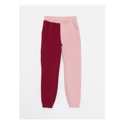 LC Waikiki Girl's Jogger Sweatpants with an Elastic Waist, Color Block Block