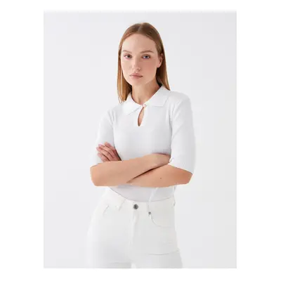 LC Waikiki Dámské Polo Neck Plain Krátký rukáv Pletený svetr