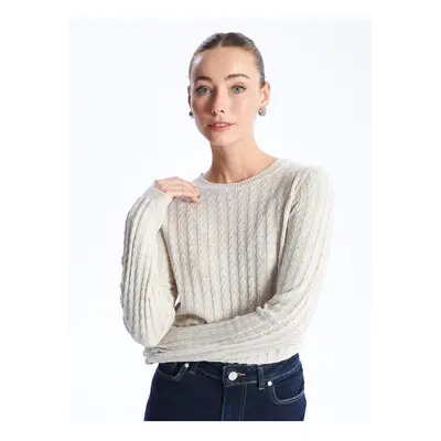 LC Waikiki Crew Neck Self-Patterned Long Sleeve Women's Knitwear Sweater